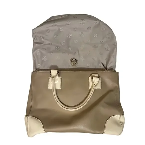 Tory Burch Robinson Double Zip Tote, Rare Color | Oatmeal Ivory Saffiano Leather - Picture 12 of 15